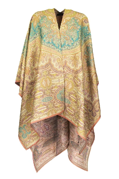 Shop Etro Paisley Pattern Jacquard Cape In Multicolor