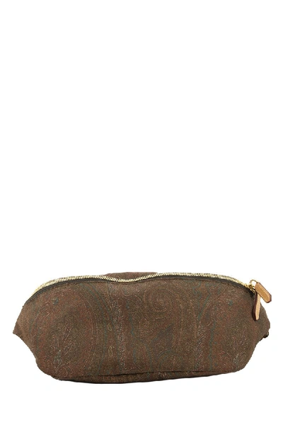 Shop Etro Paisley-print Belt Bag With Jacquard Details In Brown