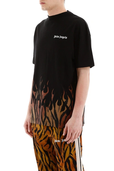 Shop Palm Angels Tiger Flames T-shirt In Black Orange