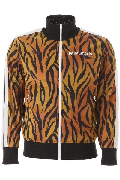 Shop Palm Angels Tiger Print Track Jacket In Brown White