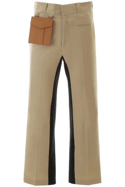 Shop Palm Angels Trousers With Detachable Pocket In Beige Off White