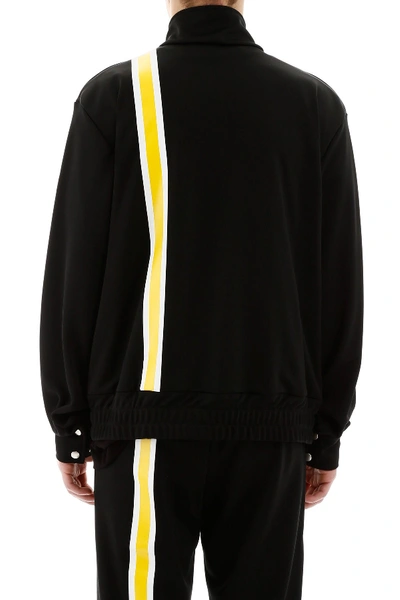 Shop Palm Angels Zip-up Sweatshirt With Initials In Black Yellow