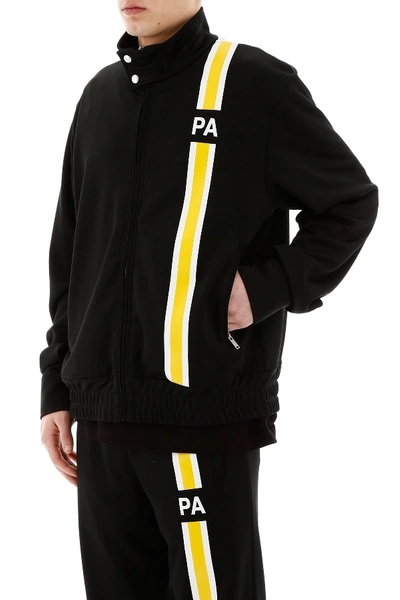 Shop Palm Angels Zip-up Sweatshirt With Initials In Black Yellow