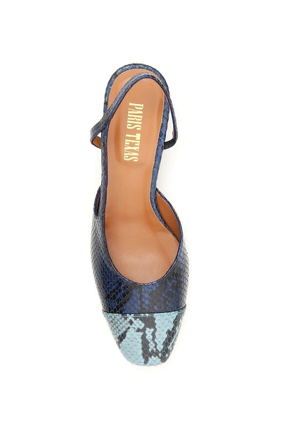 Shop Paris Texas Python-print Slingbacks In Jeans Navy