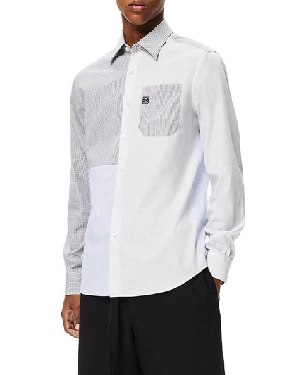 Shop Loewe Patchwork Shirt In Check Cotton In White