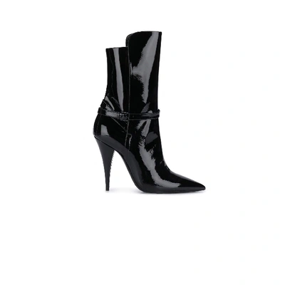 Shop Saint Laurent Patent Leather Ankle Boot In Bianco