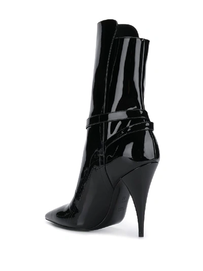 Shop Saint Laurent Patent Leather Ankle Boot In Bianco