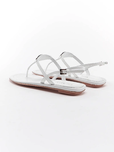 Shop Prada Patent Leather Thong Sandal In Nero