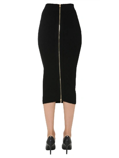 Shop Balmain Pencil Skirt In Black