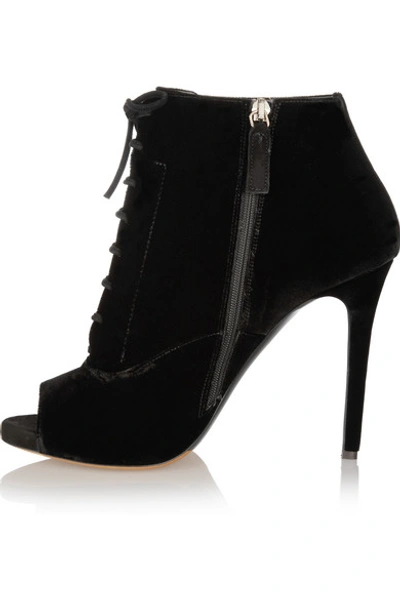 Shop Tabitha Simmons Pace Lace-up Velvet Ankle Boots In Black