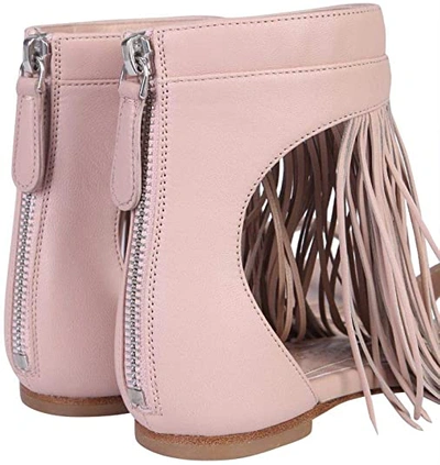 Shop Alexander Mcqueen Pink Leather Sandals With Fringes In Multicolor