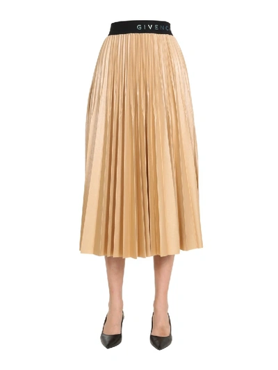 Shop Givenchy Pleated Skirt In Beige