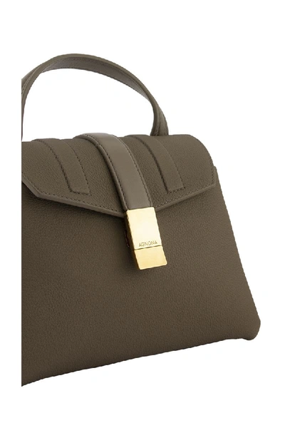Shop Agnona Pochette Grey Shoulder Bag