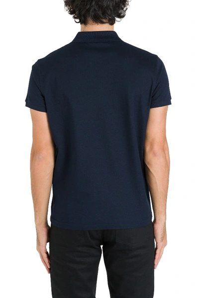 Shop Saint Laurent Polo Shirt With Logo Embroidery In Blu