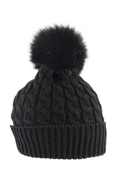 Shop Moncler Pompom Beanie Virgin Wool Logo Hat In Black