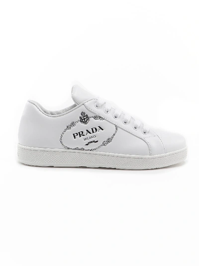 Shop Prada Flat Shoes In Bianco