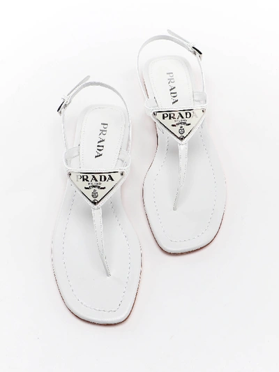 Shop Prada Sandals In Bianco