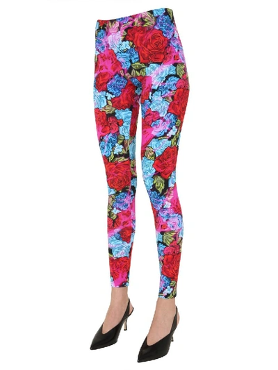 Shop Versace Printed Leggings In Multicolour