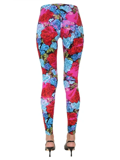 Shop Versace Printed Leggings In Multicolour