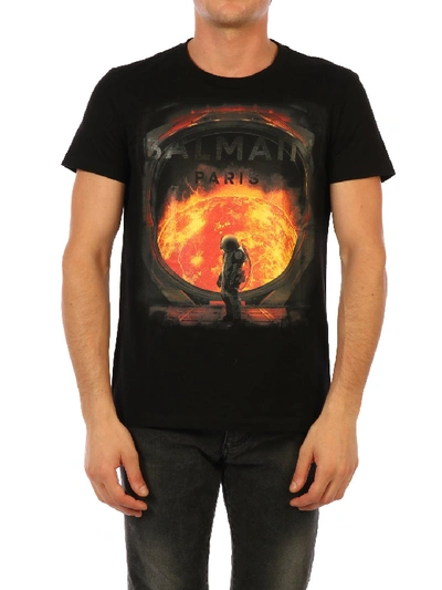 Shop Balmain Printed T-shirt Black