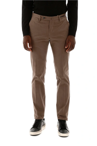 Shop Pt01 Cotton Trousers In Lt Brown