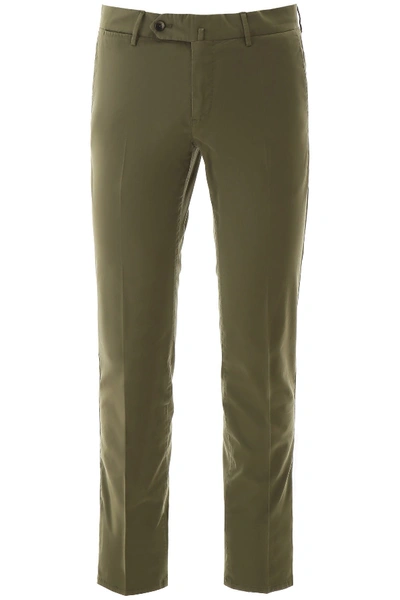 Shop Pt01 Superslim Fit Cotton Pants In Militare