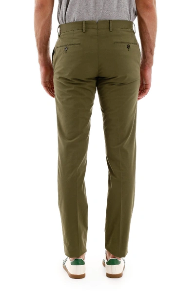 Shop Pt01 Superslim Fit Cotton Pants In Militare