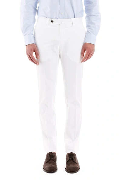 Shop Pt01 Superslim Fit Cotton Pants In Bianco