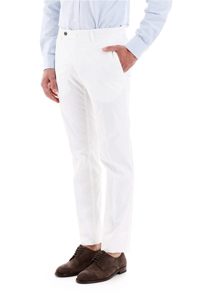 Shop Pt01 Superslim Fit Cotton Pants In Bianco