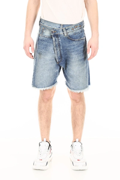 Shop R13 Cross-over Denim Shorts In Jasper W Paint Smudge