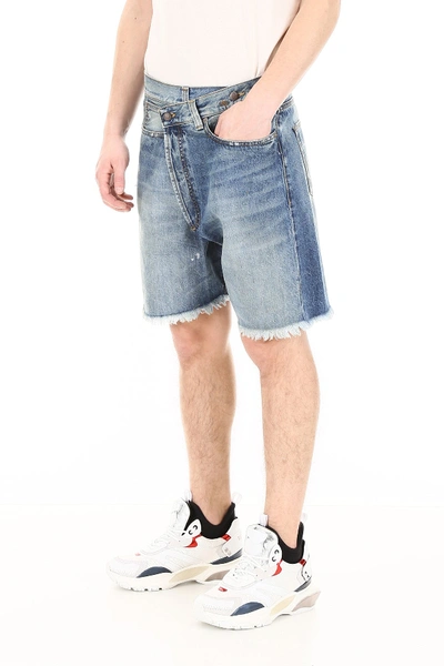 Shop R13 Cross-over Denim Shorts In Jasper W Paint Smudge