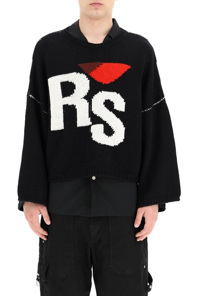 Shop Raf Simons Rs Intarsia Sweater In Black