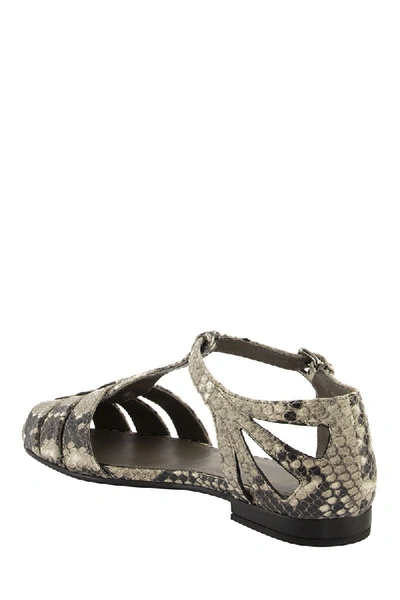 Shop Church's Rainbow T-bar Sandal Python Print Stone In Beige/black