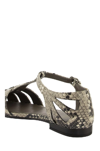 Shop Church's Rainbow T-bar Sandal Python Print Stone In Beige/black