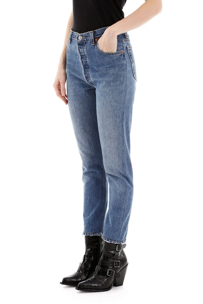 Shop Re/done High Rise Sankle Crop Jeans In Indigo