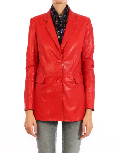 Shop Arma Red Leather Jacket