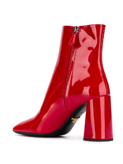 Shop Prada Red Patent Leather Ankle Boots In Nero
