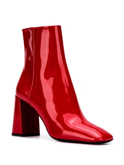 Shop Prada Red Patent Leather Ankle Boots In Nero