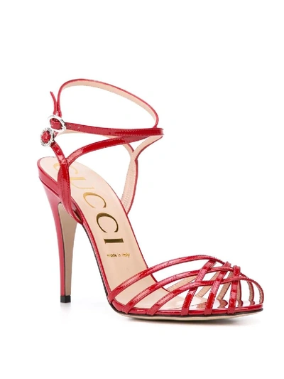 Shop Gucci Red Patent Leather Sandal In Nero