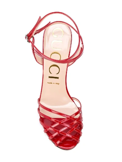 Shop Gucci Red Patent Leather Sandal In Nero