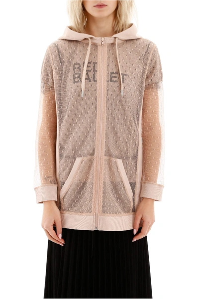 Shop Red Valentino Plumetis Hoodie In Nudo