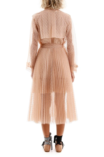Shop Red Valentino Plumetis Tulle Long Trench In Nudo