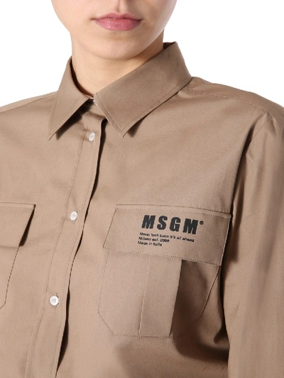 Shop Msgm Regular Fit Shirt In Beige