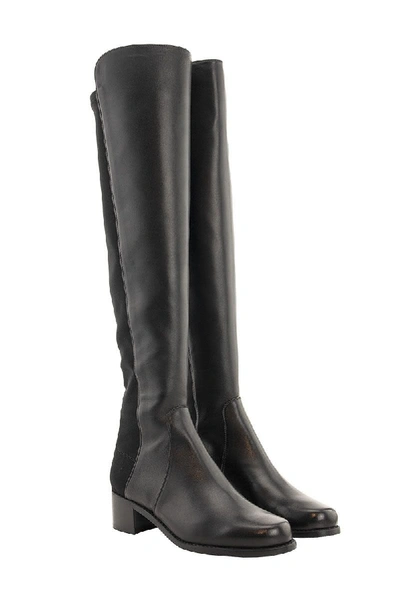 Shop Stuart Weitzman Reserve Boot Leather With Stretch Elastic Back In Black