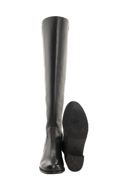 Shop Stuart Weitzman Reserve Boot Leather With Stretch Elastic Back In Black
