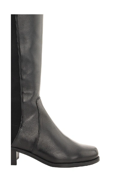 Shop Stuart Weitzman Reserve Boot Leather With Stretch Elastic Back In Black