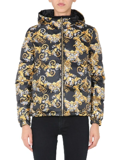 Shop Versace Jeans Couture Reversible Down Jacket In Black