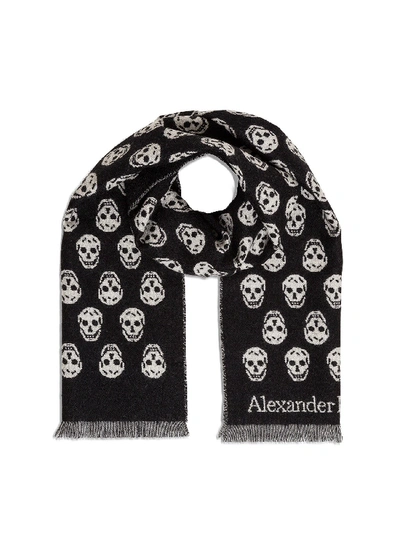 Shop Alexander Mcqueen Reversible Skull Scarf In Black