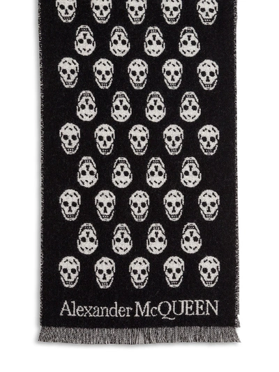Shop Alexander Mcqueen Reversible Skull Scarf In Black