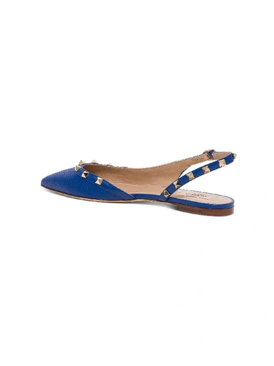 Shop Valentino Rockstud Ballerina Flat In Blu